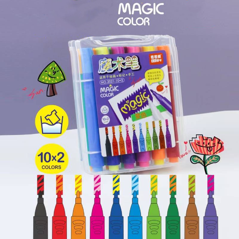 Set 12 Bút Màu Nước Thần Kì Thay Đổi Màu Sắc Vui Nhộn Kèm 10 Plus 2 Bút Dành Cho Bé