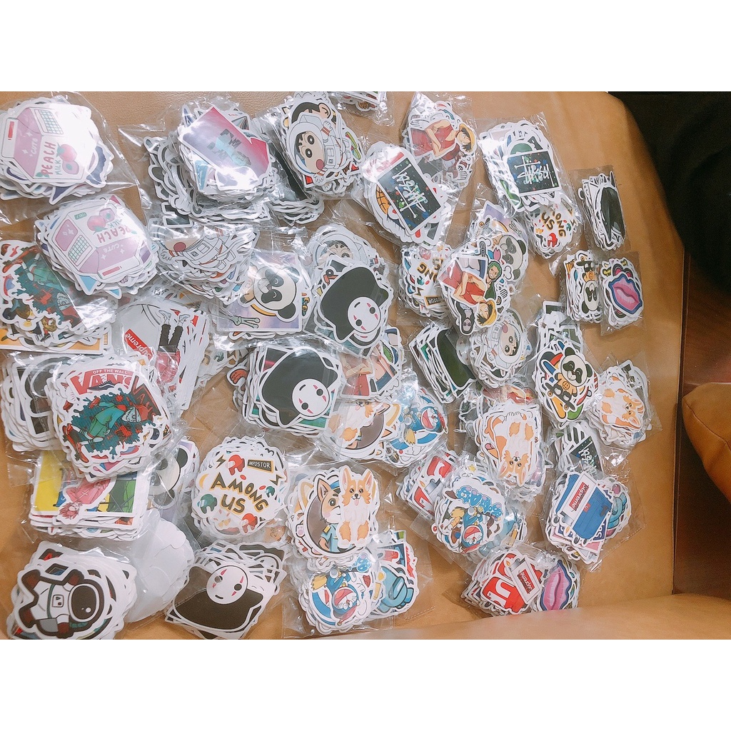 [Set 57 Cái] Sticker cute dán laptop, mũ nón bảo hiểm, vali, xe tay ga các thương hiệu HOT nhất - MP.001