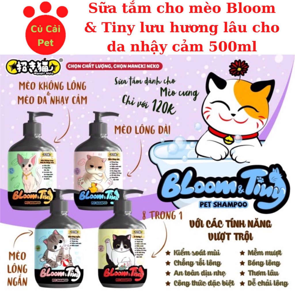Sữa tắm cho mèo Bloom & Tiny lưu hương lâu cho da nhậy cảm 500ml