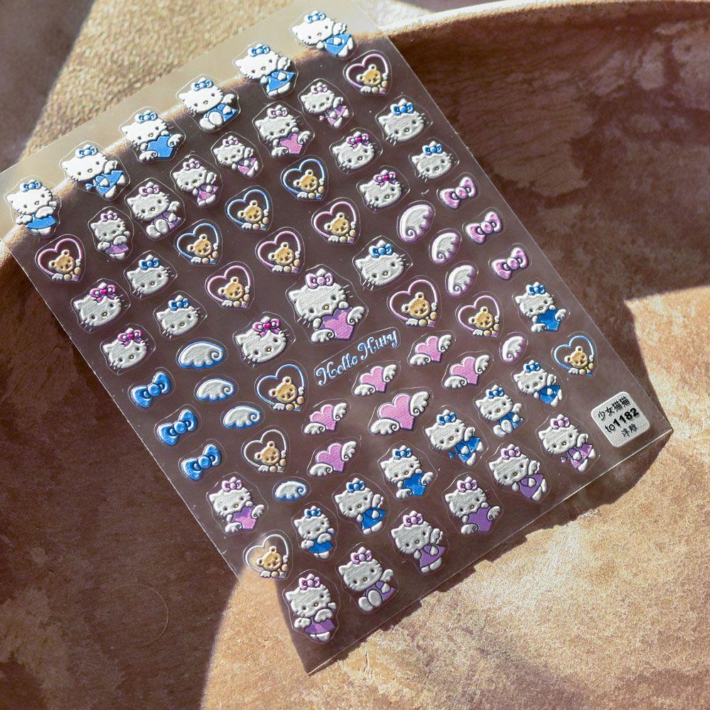 Nhãn dán lá nhôm dập nổi hoạt hình 3D dễ thương tự dính trang trí móng lâu trôi DIY