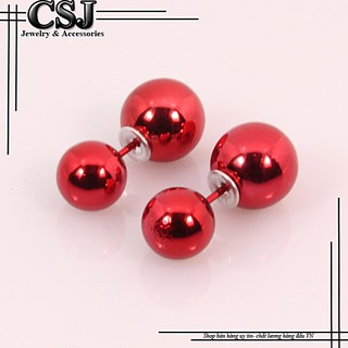 Bông tai inox nữ hiệu Dior màu đỏ