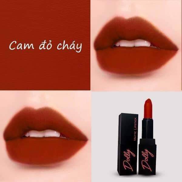 [Cam Đỏ Cháy] Kute Girl Son Sáp Phủ Phấn Dolly Không Chì Màu Cam Đỏ Cháy | BigBuy360 - bigbuy360.vn