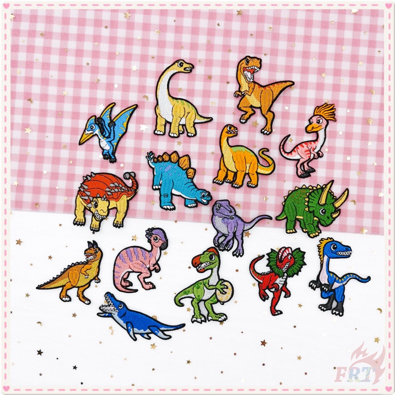 ♚ Miếng Dán Ủi Hình Khủng Long Dễ Thương Series 04 - Tyrannosaurus Diplodocus Stegosaurus ♚ 1 Sticker Ủi Thêu Hình Động Vật Hoạt Hình