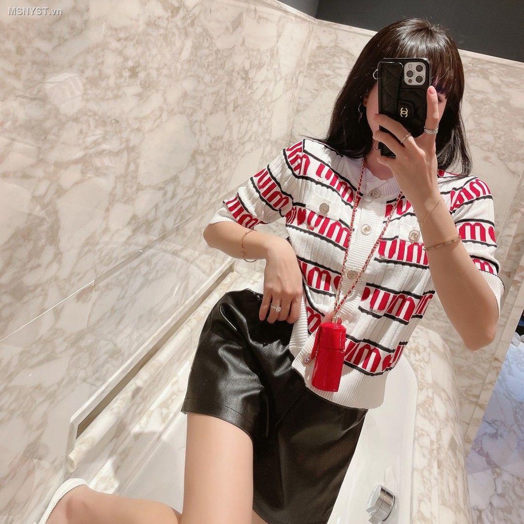 Áo cardigan dệt kim mỏng tay ngắn in chữ/ trái tim thời trang mùa hè cho nữ