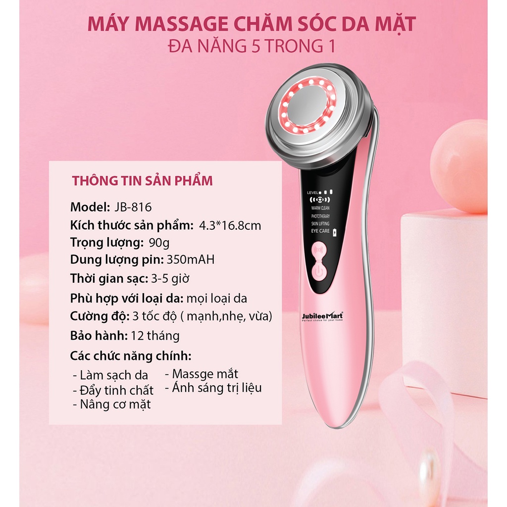 HỎA TỐC 2H-Máy đẩy tinh chất Ion Jubilee Mart Massage mặt, di tinh chất trẻ hóa làn da, chống lão hóa. Bảo hành 12 tháng