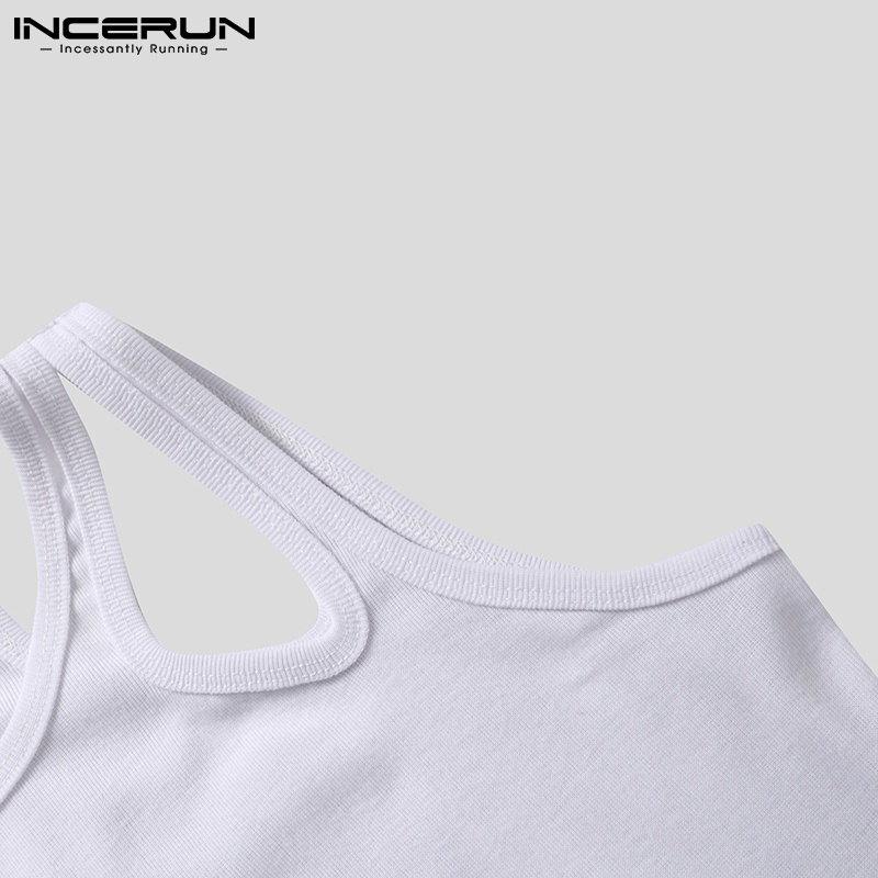 Áo ba lỗ nam INCERUN dệt kim ôm dáng màu trơn không tay tập gym thường ngày