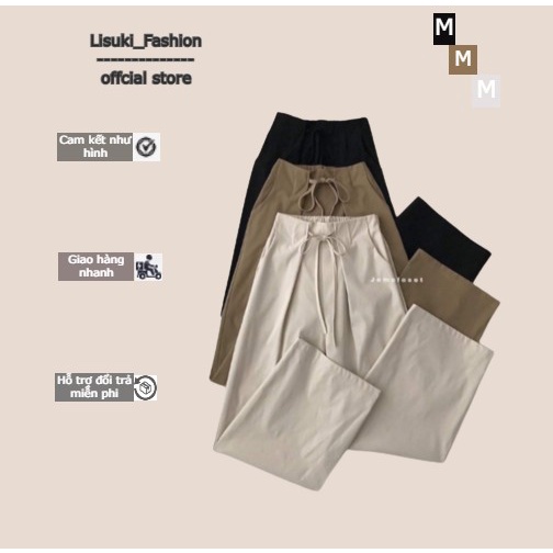 Quần kaki buộc dây nữ ,Có chun, Quần vải ống xuông đủ màu from rộng Unisex