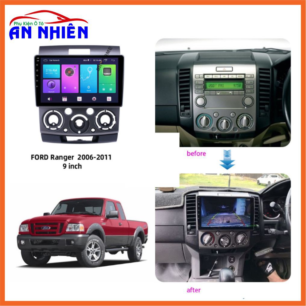 Màn Hình 9 inch Cho Xe FORD RANGER,EVEREST 2006-2014 - Đầu DVD Android Tiếng Việt Kèm Mặt Dưỡng RANGER,EVEREST