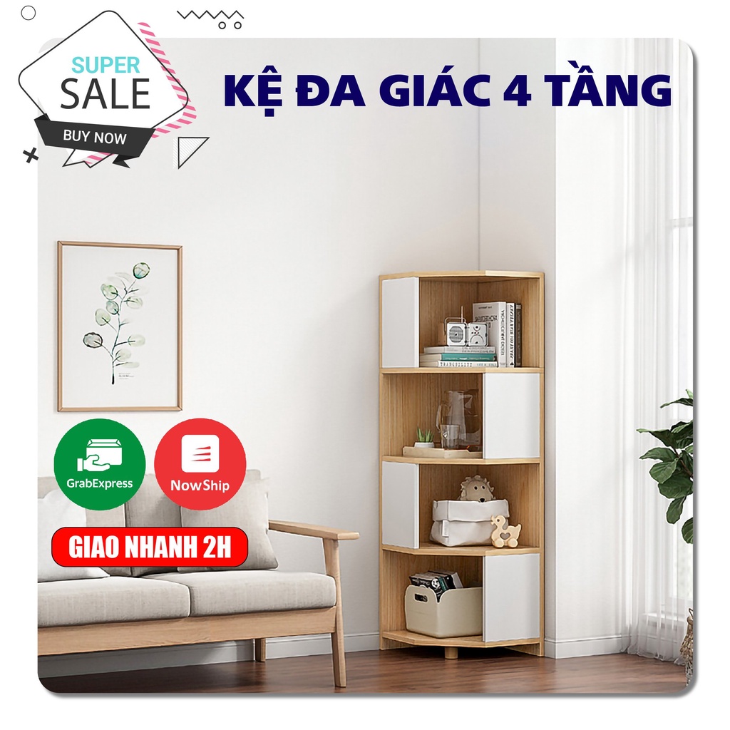 Kệ Gỗ Đa Năng Miễn Phí Ship Kệ Để Góc Tường Hình Tam Giác 4 Tầng Cực Tiện Ích