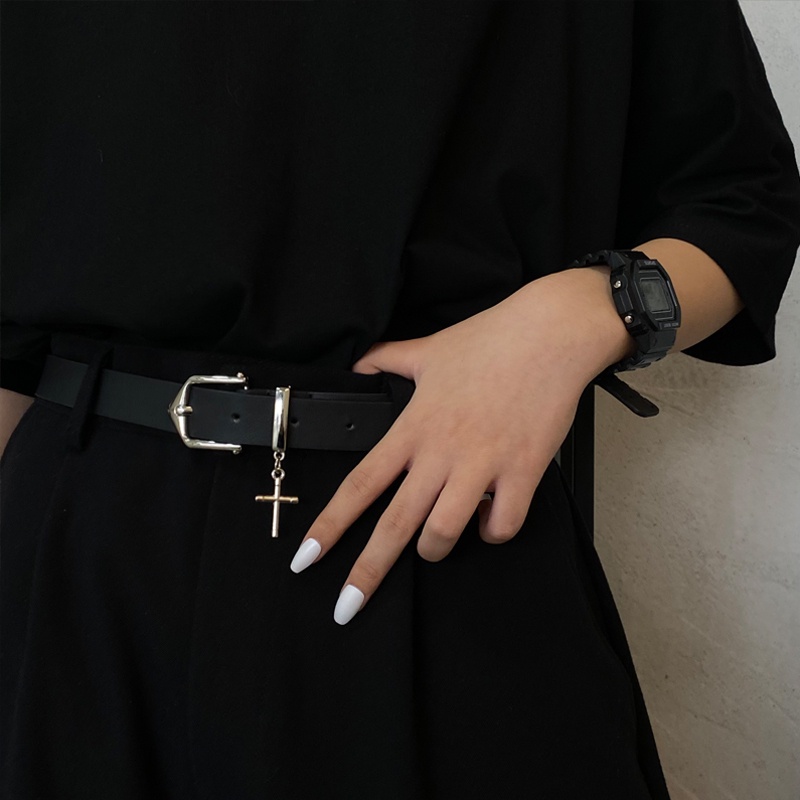 Thắt Lưng Đa Năng Màu Đen Phong Cách Harajuku Hàn Quốc