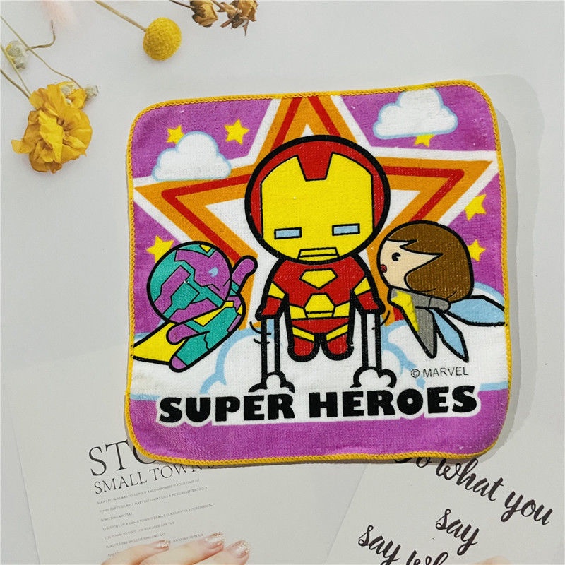 Khăn Vuông Cotton 20 * 20cm In Họa Tiết Hoạt Hình Marvel / Captain America / Spiderman / Iron Man / Hulk Cho Trẻ Em 2022