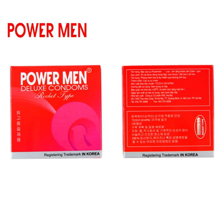 Combo 3 Hộp Bao cao su Powermen gân gai, tăng khoái cảm, kéo dài Hộp 3 chiếc