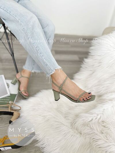 Giày sandal nữ 5cm dây ngang phối dọc dài thời trang MYSS - SD128