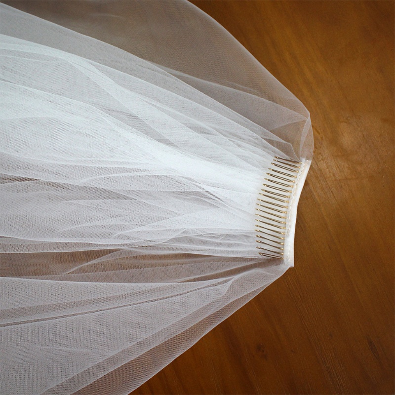 Mạng Che Mặt 2 Lớp Kèm Lược Kim Loại Dài Bằng Vải Tuyn Cho Cô Dâu Chụp Ảnh Cưới