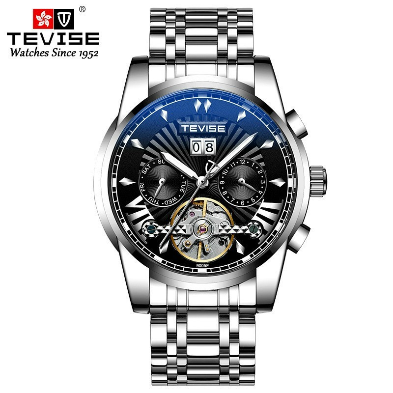 Đồng hồ nam tự động Automatic, đồng hồ đeo tay nam chính hãng TEVISE máy cơ cao cấp, chạy cả đời không cần pin, cực sang