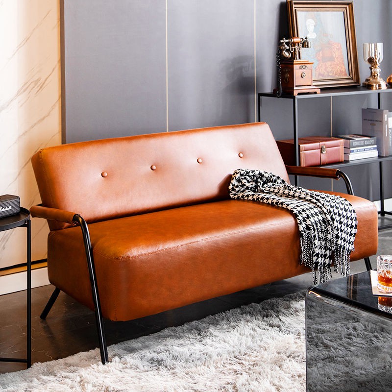 Sofa căn hộ nhỏ Scandinavian đơn giản hiện đại màu đỏ ròng Nhật Bản- phong cách cho thuê phòng khách bằng da nghệ