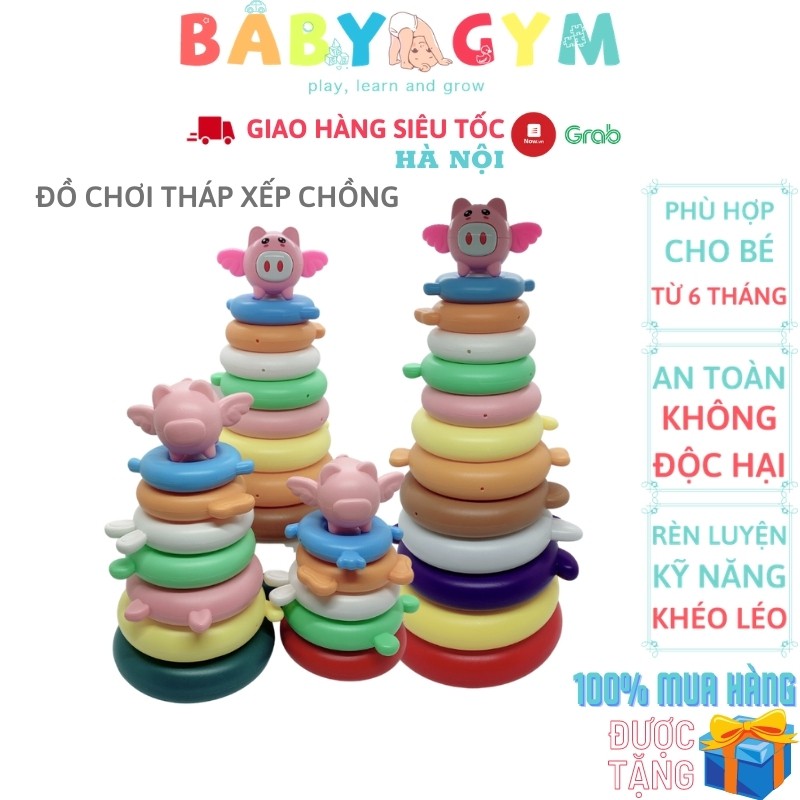 Đồ Chơi Tháp Xếp Chồng Giúp Bé Nhận Biết Màu Sắc Kích Thước – Tháp Cầu Vồng Phát Triển Tư Duy