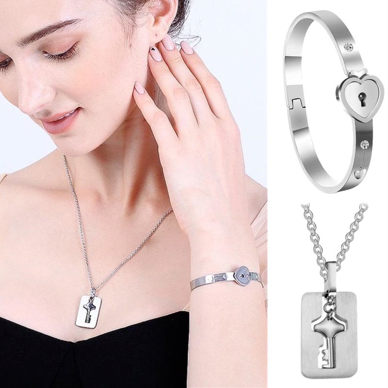 Set 2 Vòng Tay/Vòng cổ/Vòng Tay Mặt Ổ Khóa Ổ Khóa Độc Đáo Thời Trang
