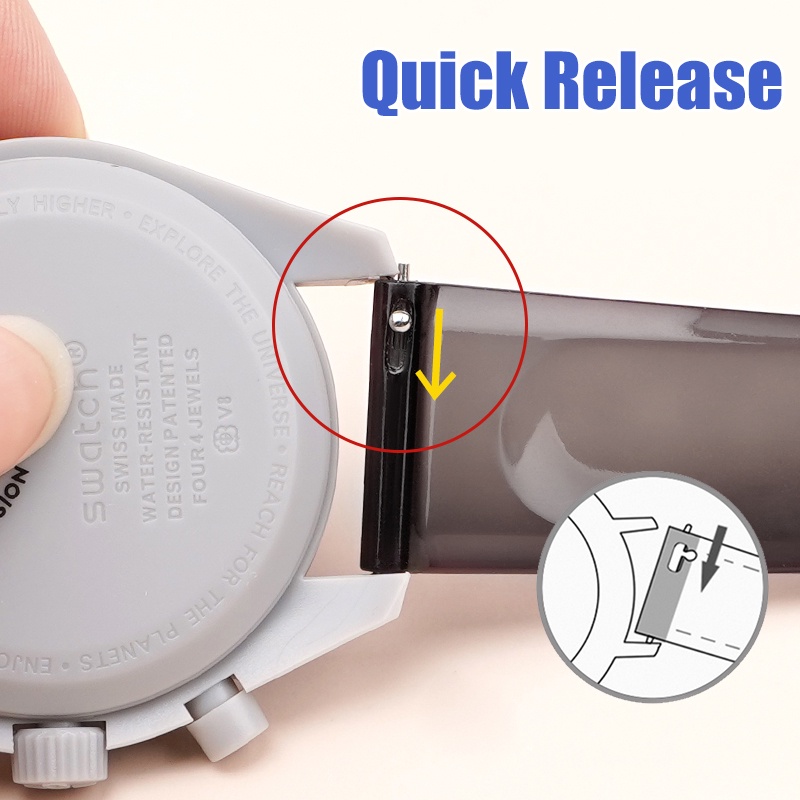 Dây Đeo PVC Trong Suốt 20mm Chống Thấm Nước Thay Thế Cho Đồng Hồ Thể Thao Swatch Omega Collaboration MoonSwatch