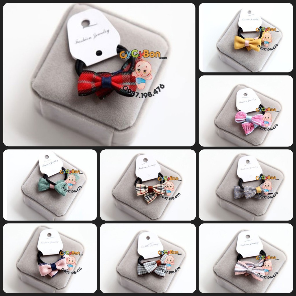 [Free Ship + Hoàn Xu] Cặp Thun Cột Tóc Cho Bé Gái Kiểu Nơ Đủ Màu Sắc