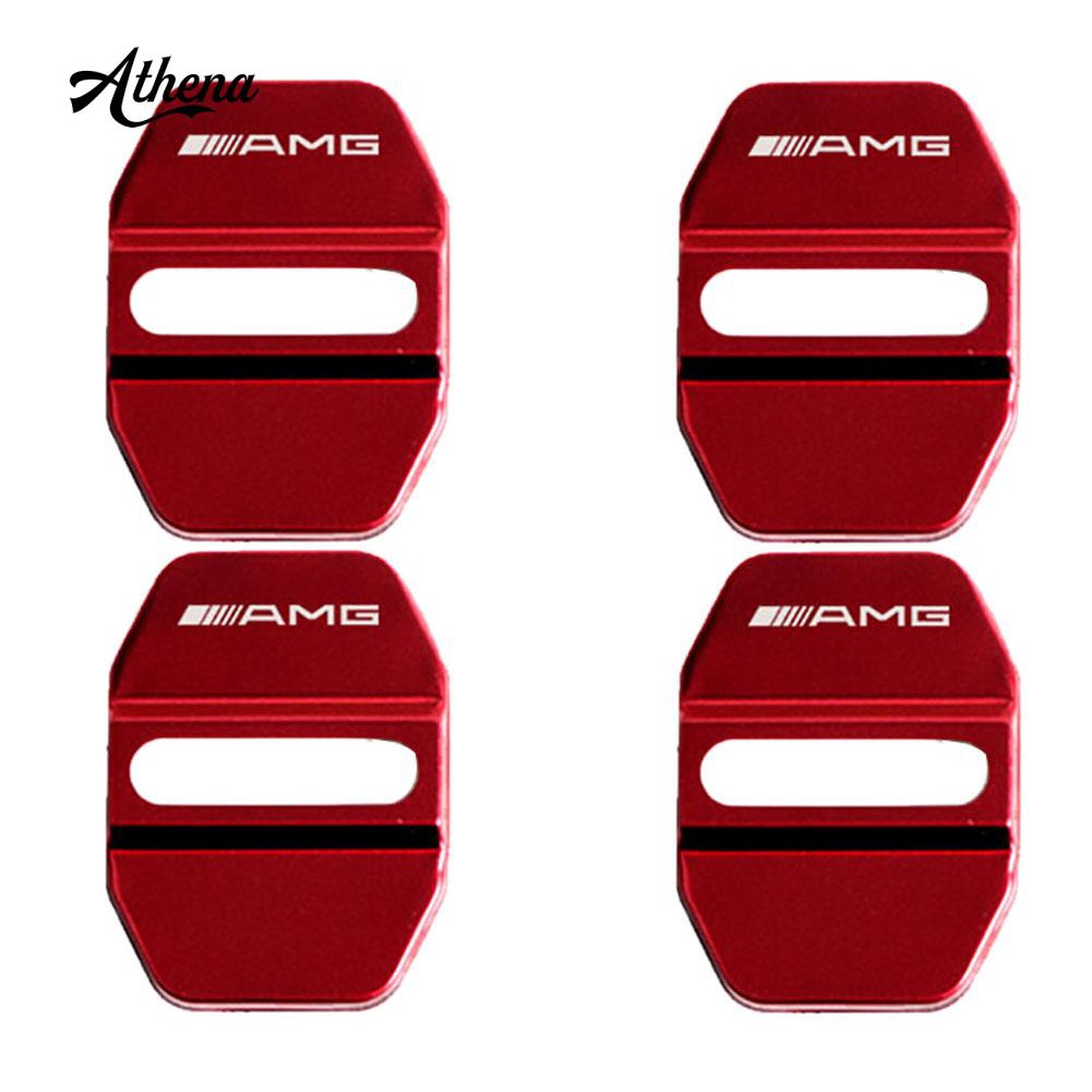 4Pcs Stainless Steel Car Door Logo Lock Protection Cover Decoration for Benz AMG