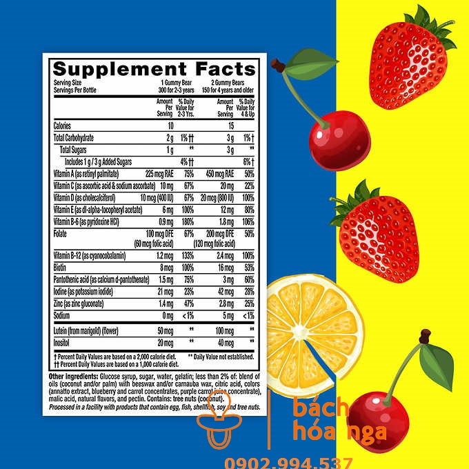 [Từ 2 tuổi trở lên]Kẹo Dẻo Gummy Vites L'il Critters Con Gấu Bổ Sung Các Loại Vitamin Hộp 300 viên