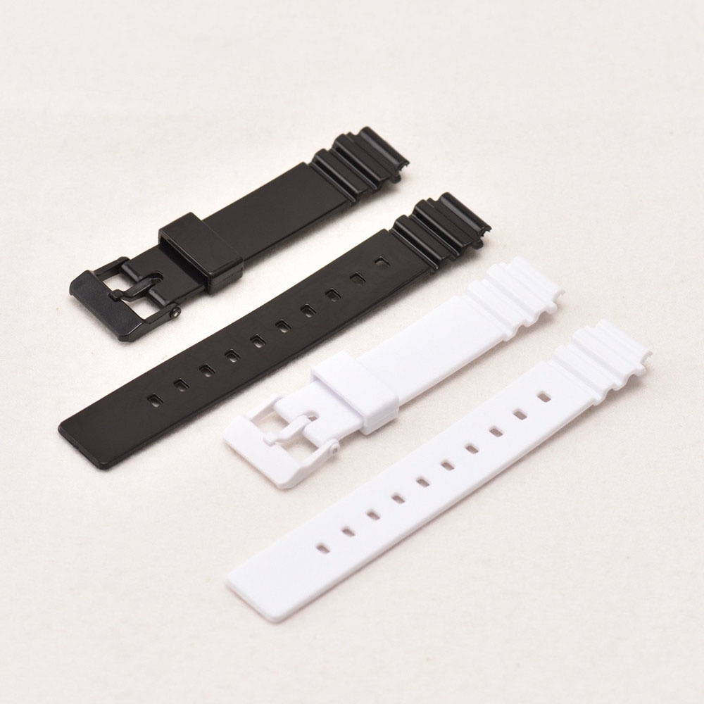 Dây Đeo Tay 14mm Bằng Nhựa Resin Màu Trắng Đen Chống Nước Thay Thế Cho Casio LRW-200H