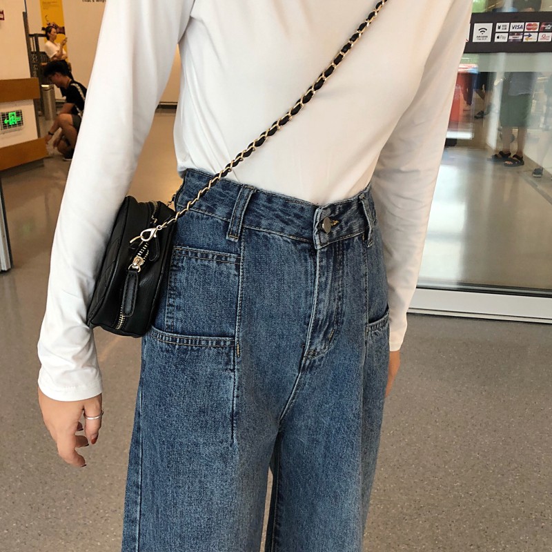 [Sẵn] QA19_Quần jeans cạp cao ống rộng basic ullzang | BigBuy360 - bigbuy360.vn