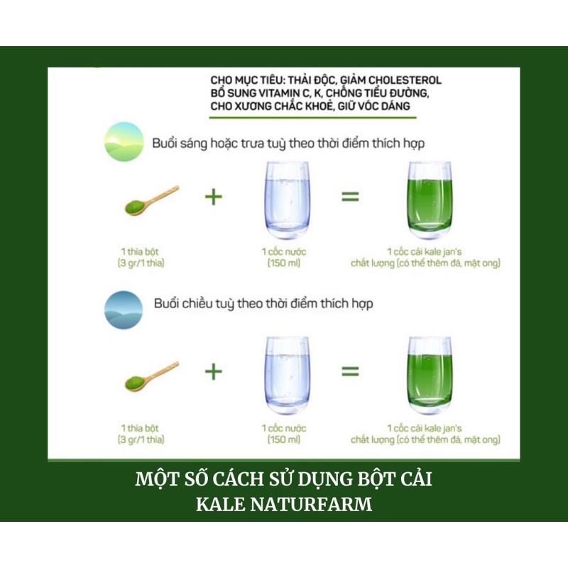 Bột cải xoăn Kale organic sấy lạnh Naturfarm 100gr - Giảm cân, trẻ hoá, detox đẹp da, bổ sung dưỡng chất