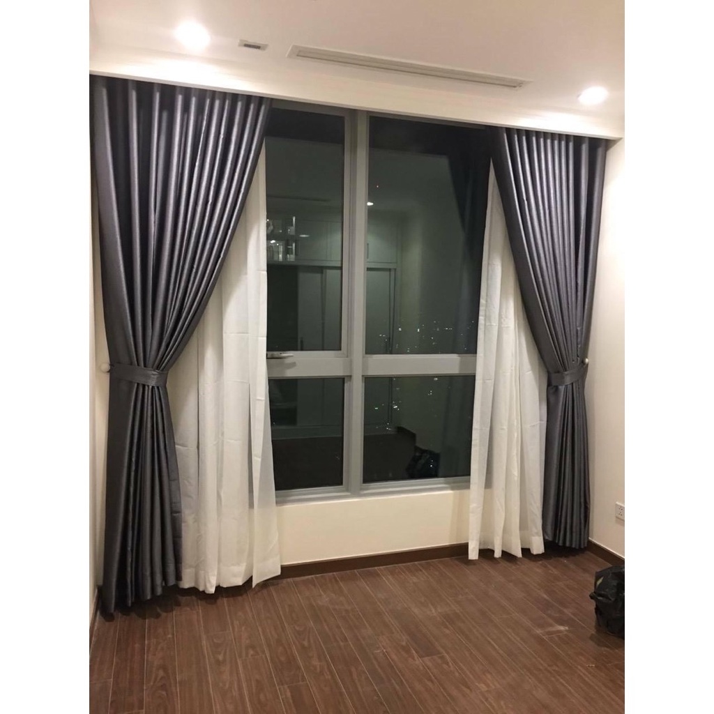 Rèm Cửa Xám Đen Chất Liệu Vải Gấm Chống Nắng Cực Tốt Nhiều Kích Thước Hoạ Tiết