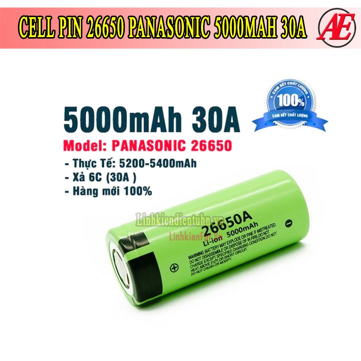 Pin 26650 panasonic 5000mah xả 30A