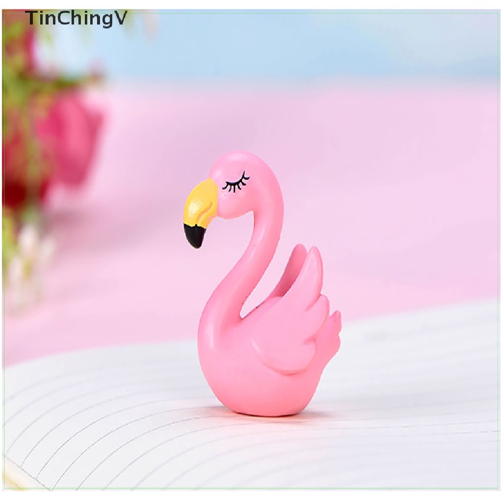 1 Cặp Tượng Chim Hồng Hạc Mini Bằng Nhựa Resin Trang Trí Chậu Cây Bonsai