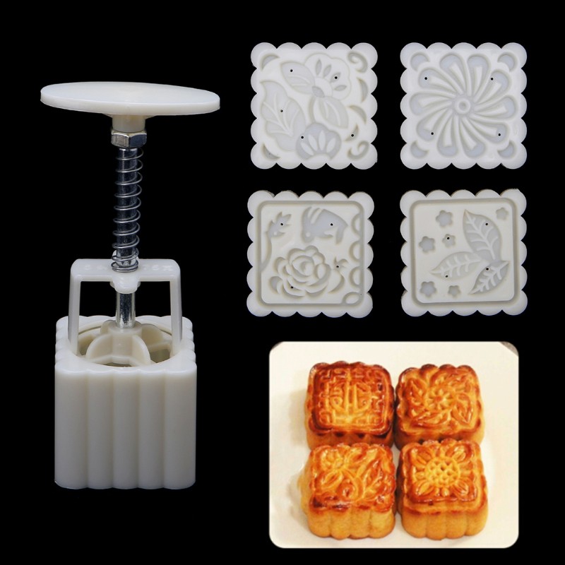 Set 4 Khuôn Làm Bánh Trung Thu 75g Diy