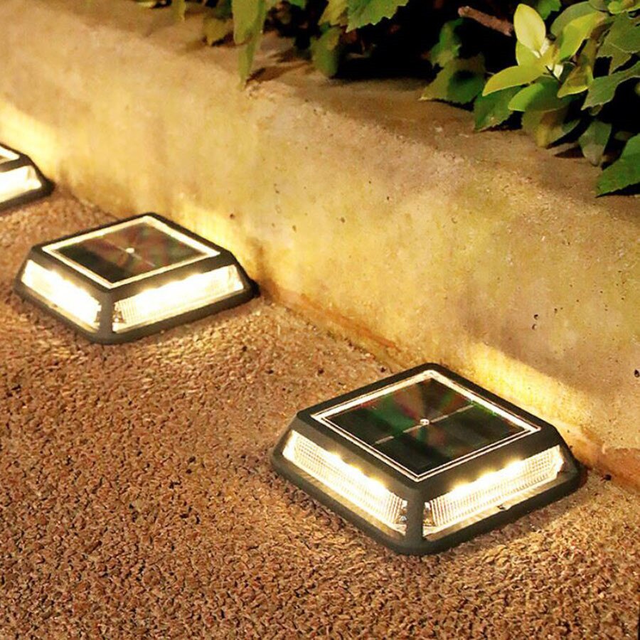 Đèn Led 12 Bóng Hình Vuông Chống Thấm Nước Sử Dụng Năng Lượng Mặt Trời Trang Trí Lối Đi Sân Vườn