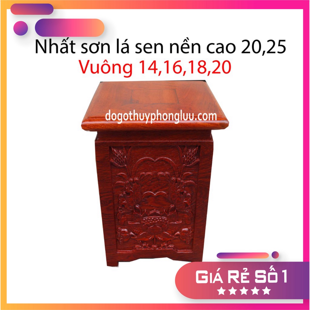 Đế Nhất sơn lá sen nền gỗ hương cao 20cm