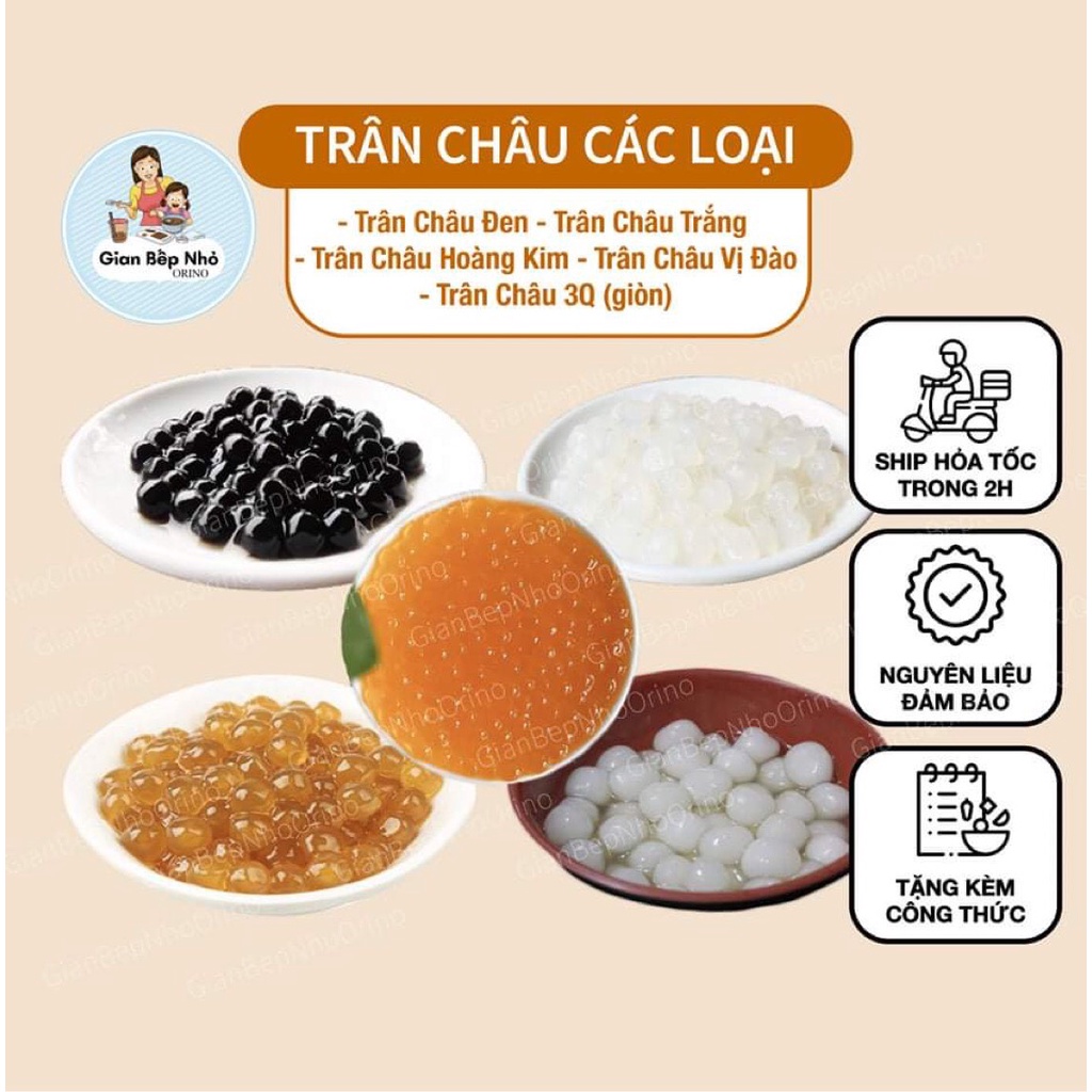 Trân châu 3Q dai giòn hạt to ăn liền không chất bảo quản, set nguyên liệu trà sữa 500g-1000g