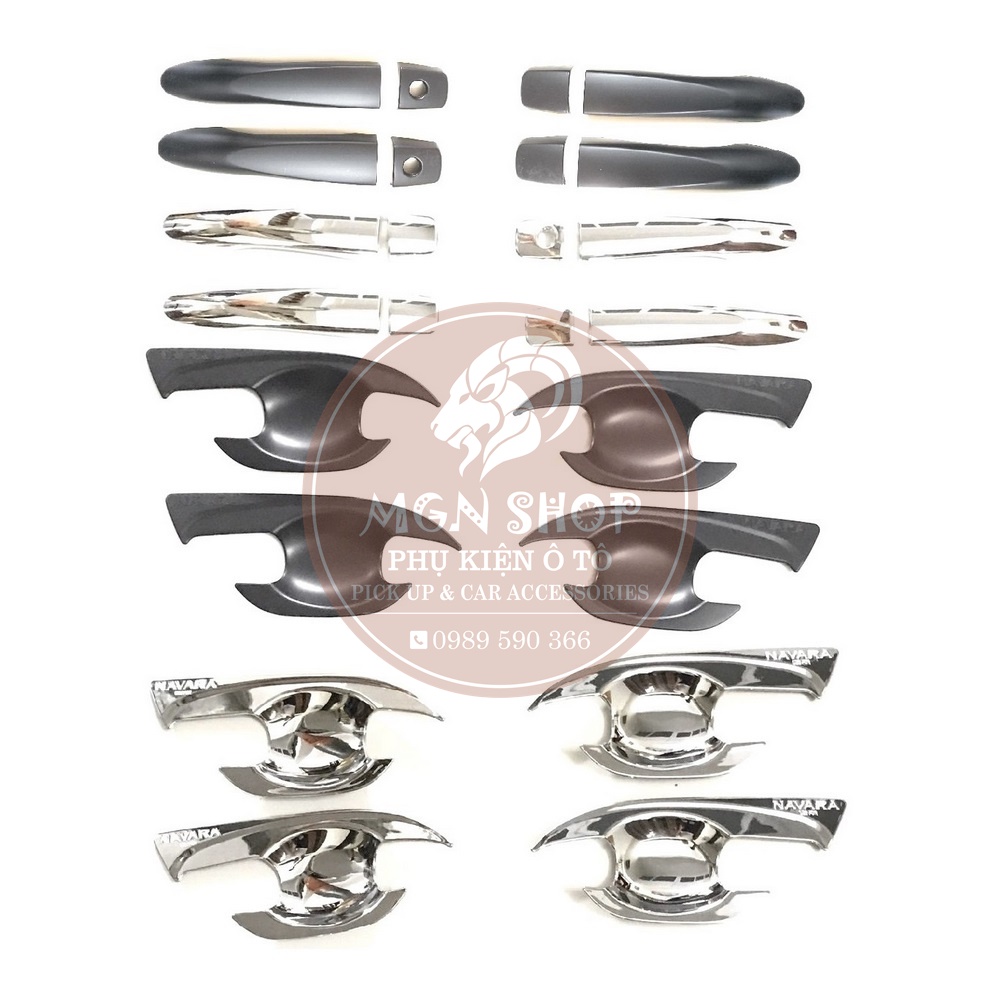 [Ốp tay nắm cửa] [Ốp hõm cửa] [Nissan Navara 2015 - 2021] [màu đen / màu bạc]