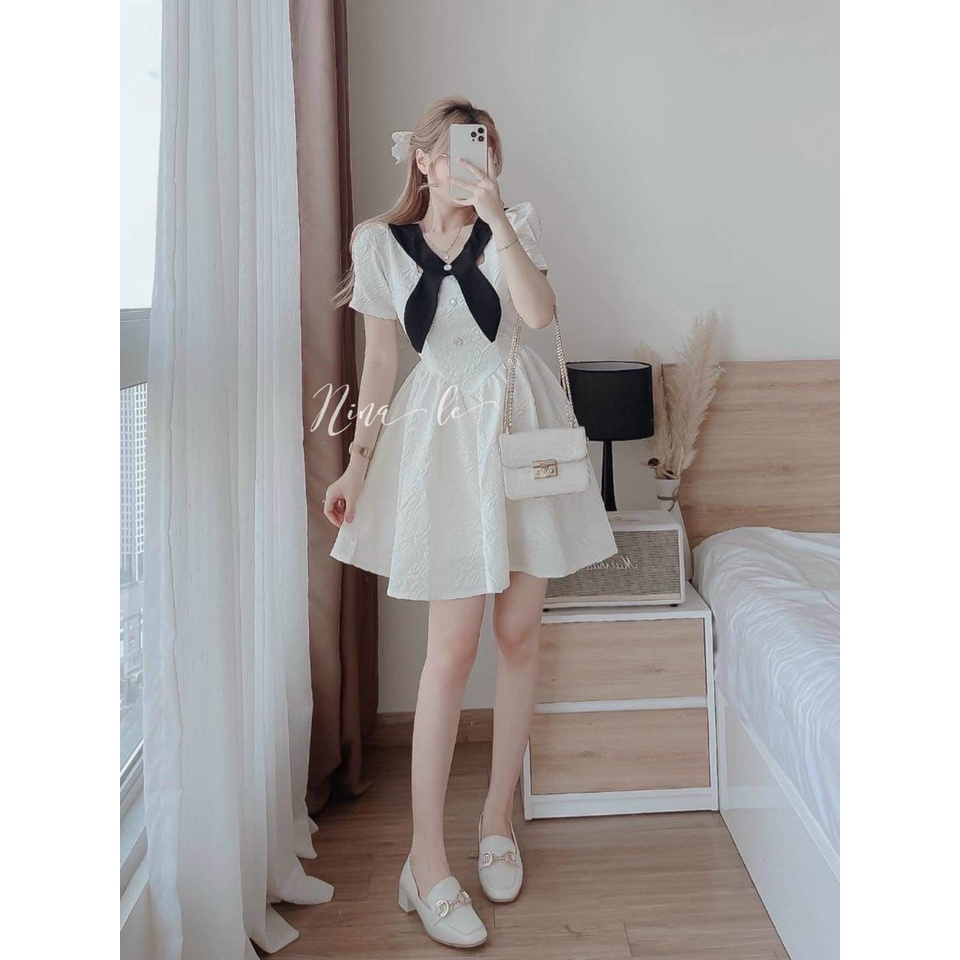 Đầm xòe phối nơ xinh xắn