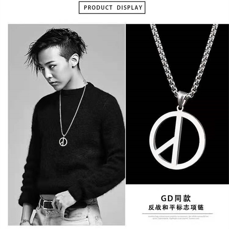 Dây Chuyền Mặt Logo Hòa Bình Bằng Thép Không Gỉ Thời Trang Phong Cách Hip Hop Cho Nam Và Nữ F891
