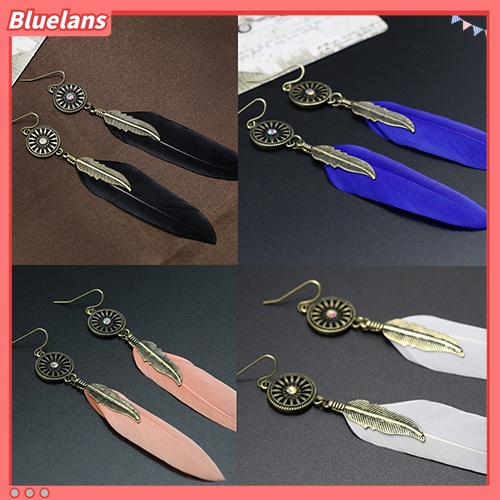 Cặp khuyên tai hợp kim lông vũ phong cách cổ điển cá tính dành cho nữ