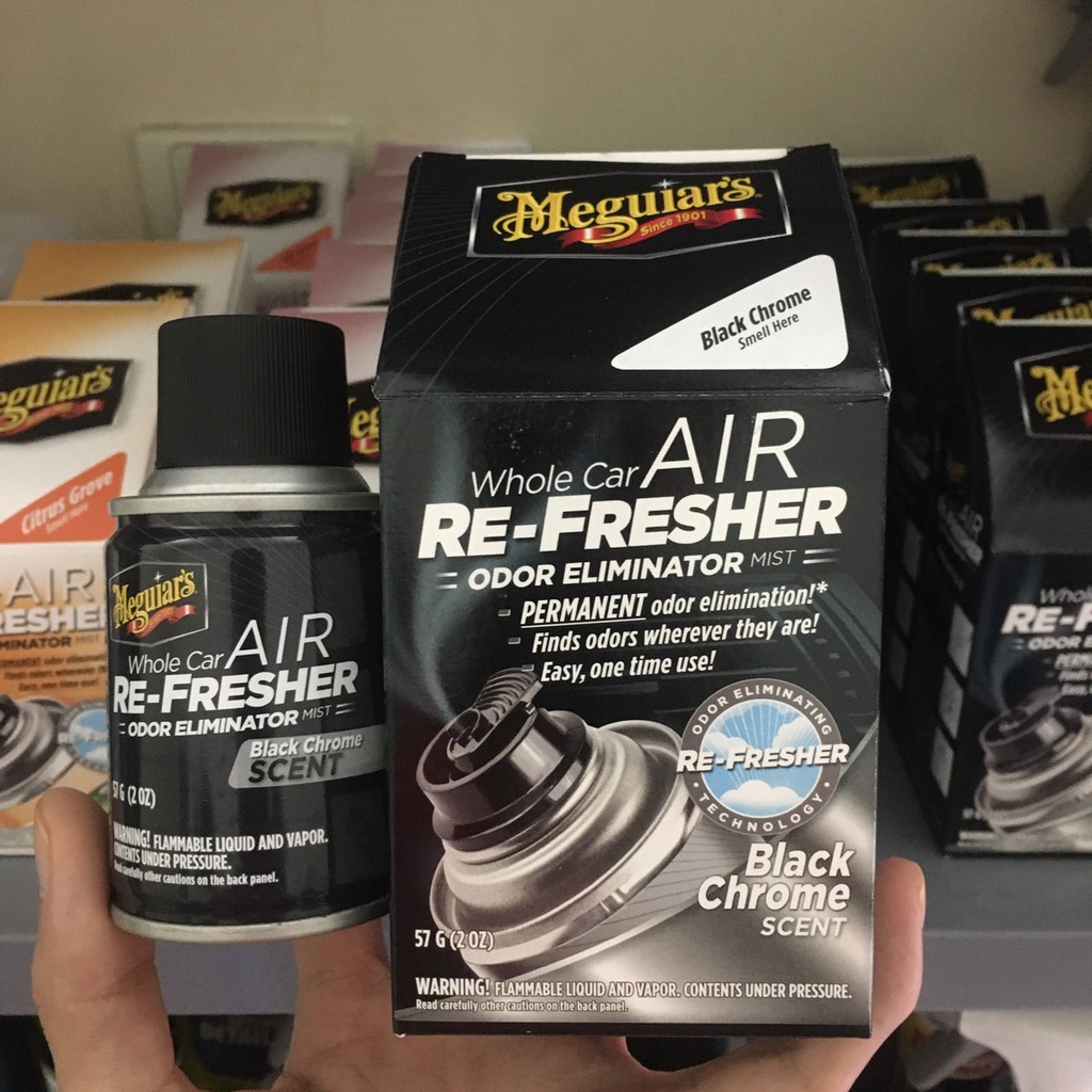 Meguiar's Xịt khử mùi, diệt khuẩn nội thất xe hơi Mùi hương nam tính - Air Refesher - Black Chrome Scent - G181302, 57 g