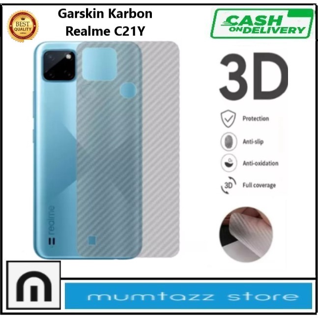 Miếng skin dán lưng Carbon 3D Chống Trầy Xước Bảo Vệ Mặt Sau Oppo Realme C21Y C21 C11 2021