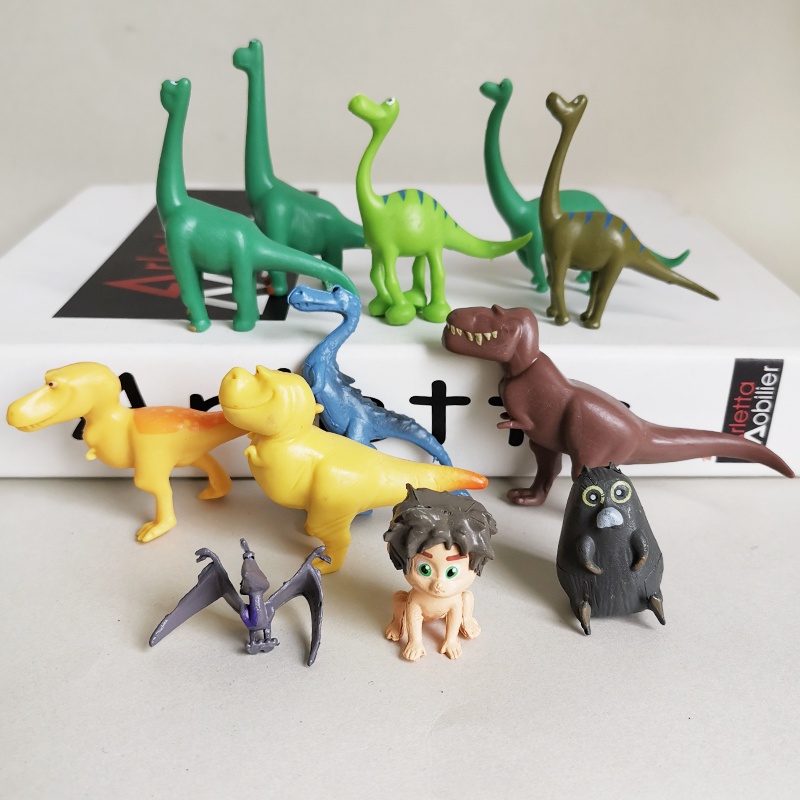 Set 13 Phụ Kiện Trang Trí Bánh Kem Hình Khủng Long Lá Cọ Xanh Nhiệt Đới