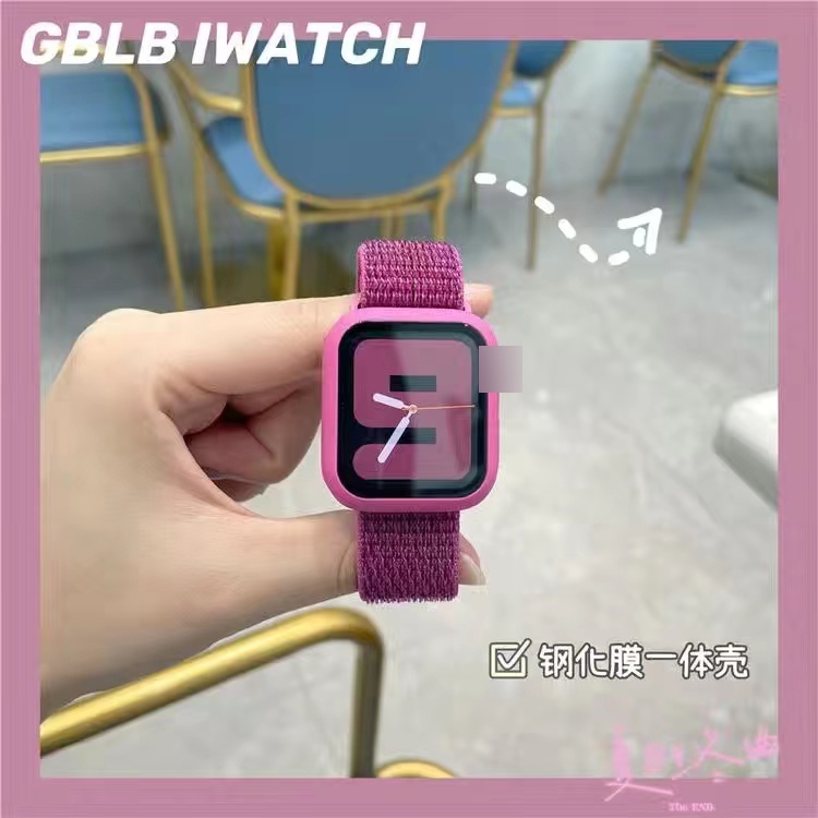Mới Năm 2023 Gồm Ốp + Dây Đeo Bằng Nylon Dành Cho Apple watch series 7 45mm 41mm correa 38mm 42mm iWatch 6 SE 5 4 3 40mm 44mm