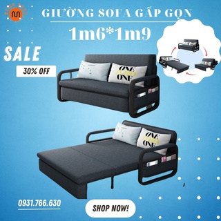 Giường sofa gấp gọn, Giường ghế thông minh không có hộc đựng đồ.KT: 1m6 x 1m9 [ Tặng kèm 2 gối ]