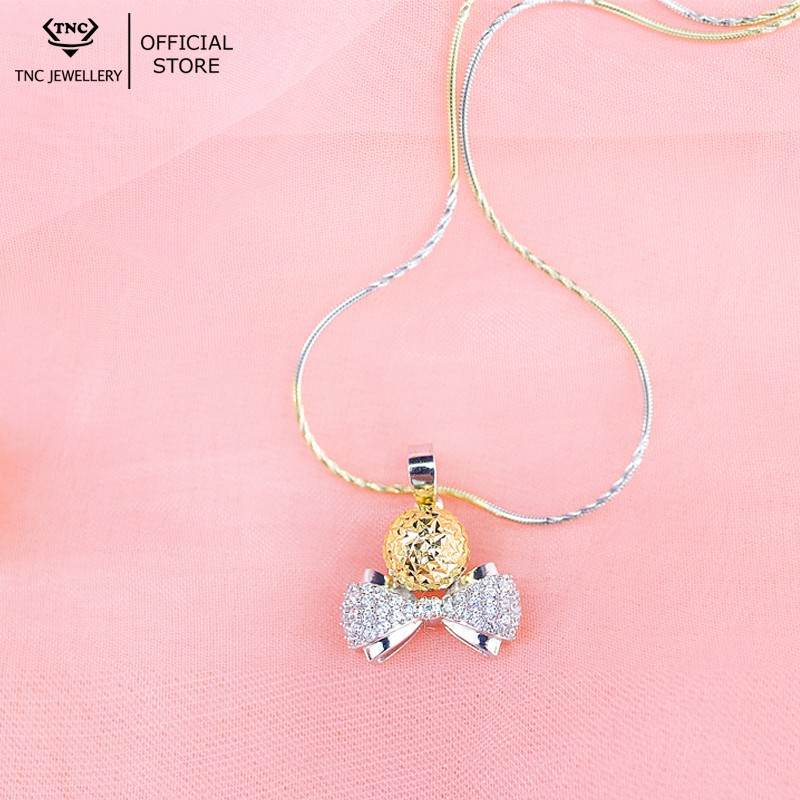 Dây chuyền bạc xi vàng đẹp sang trọng hình chiếc nơ- Trang sức TNC Jewellery