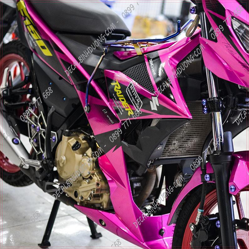 Decal Xe Máy - Tem Trùm Satria, Raider Hồng Cao Cấp