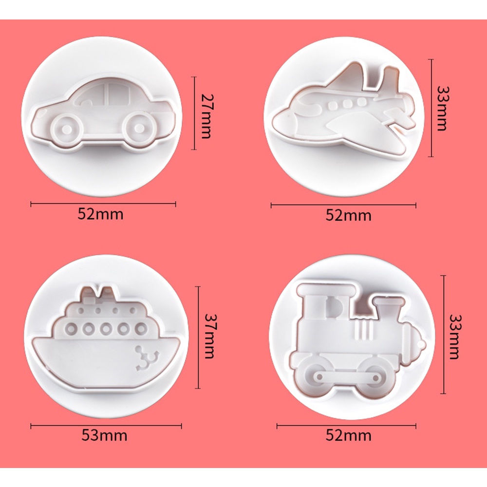 Set 4 Khuôn Cắt Bánh Quy Tạo Hình Xe 3D Sáng Tạo