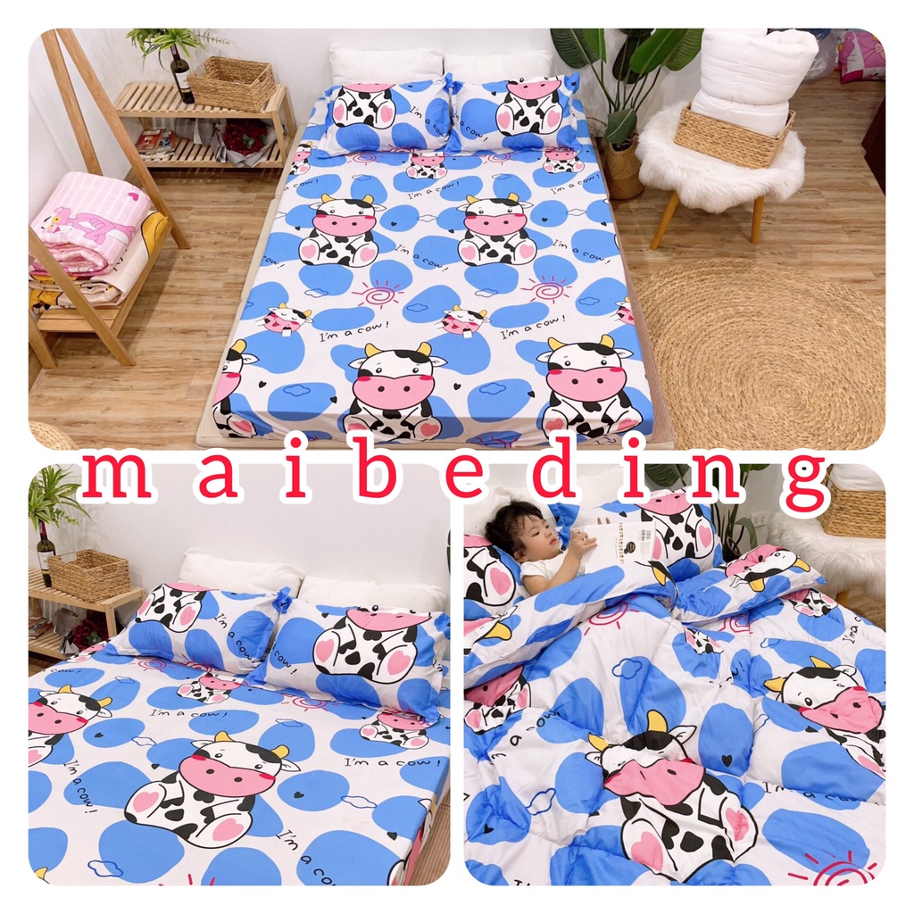 Bộ Chăn Ga Gối Cotton Poly Mẫu Mới Maibedding Thấm Hút Mồ Hôi Không Phai Bai Xù Giá Rẻ Đón Chào Mùa Đông 2021