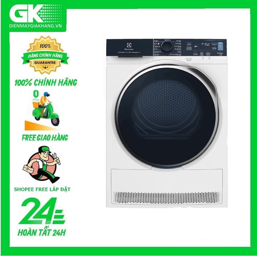 EDH803Q7WB - MIỄN PHÍ CÔNG LẮP ĐẶT - Máy sấy bơm nhiệt Heat Pump 8.0kg EDH803Q7WB